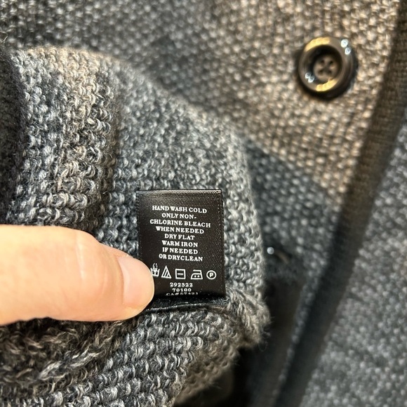 Ann Taylor Heathered Black Funnel Neck Wool Blend Cardigan Sweater Jacket Size M - Picture 8 of 8